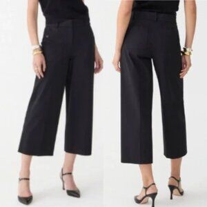J Crew Wide Leg Crop Pants 12 Black High Rise Minimalist Career Relaxed Trousers
